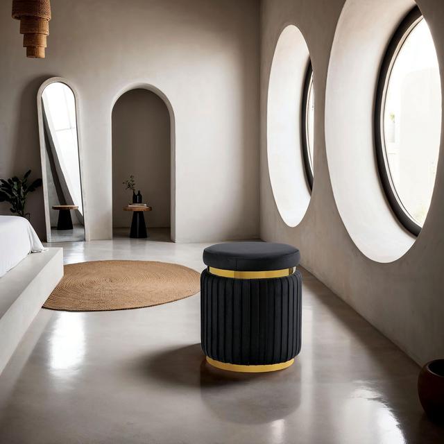 Dottie Black Upholstered Stool