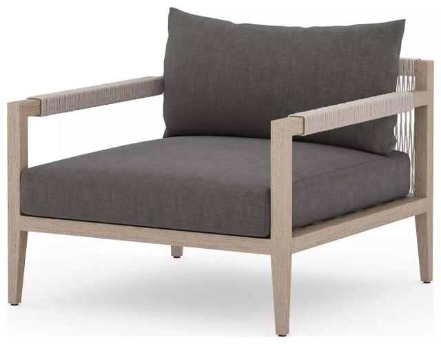 Sherwood Charcoal And Washed Brown Performance Fabric Outdoor Chair