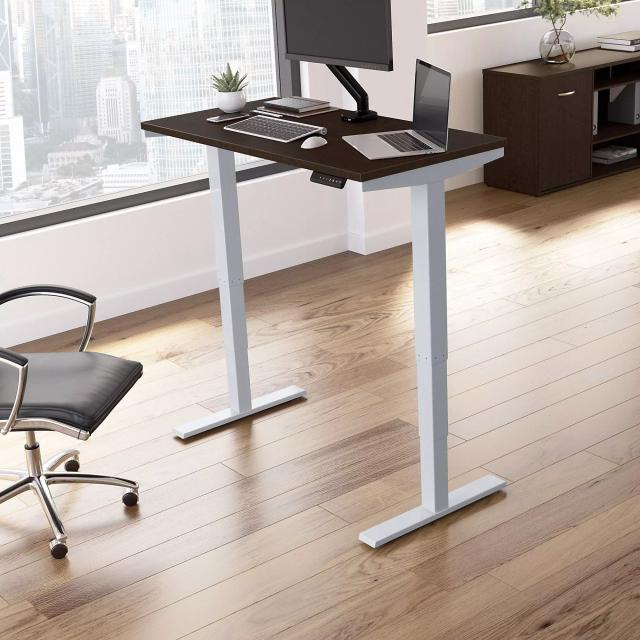 Move 40 Series Mocha Cherry And Cool Gray Metallic 48" Adjustable Height Standing Home Office Set