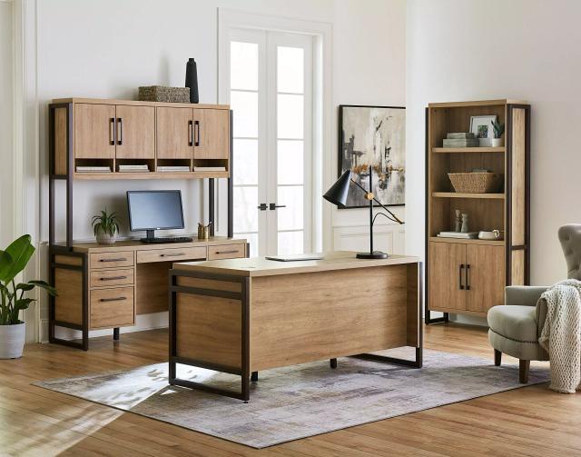 Mason Light Brown Double Pedestal Home Office Set