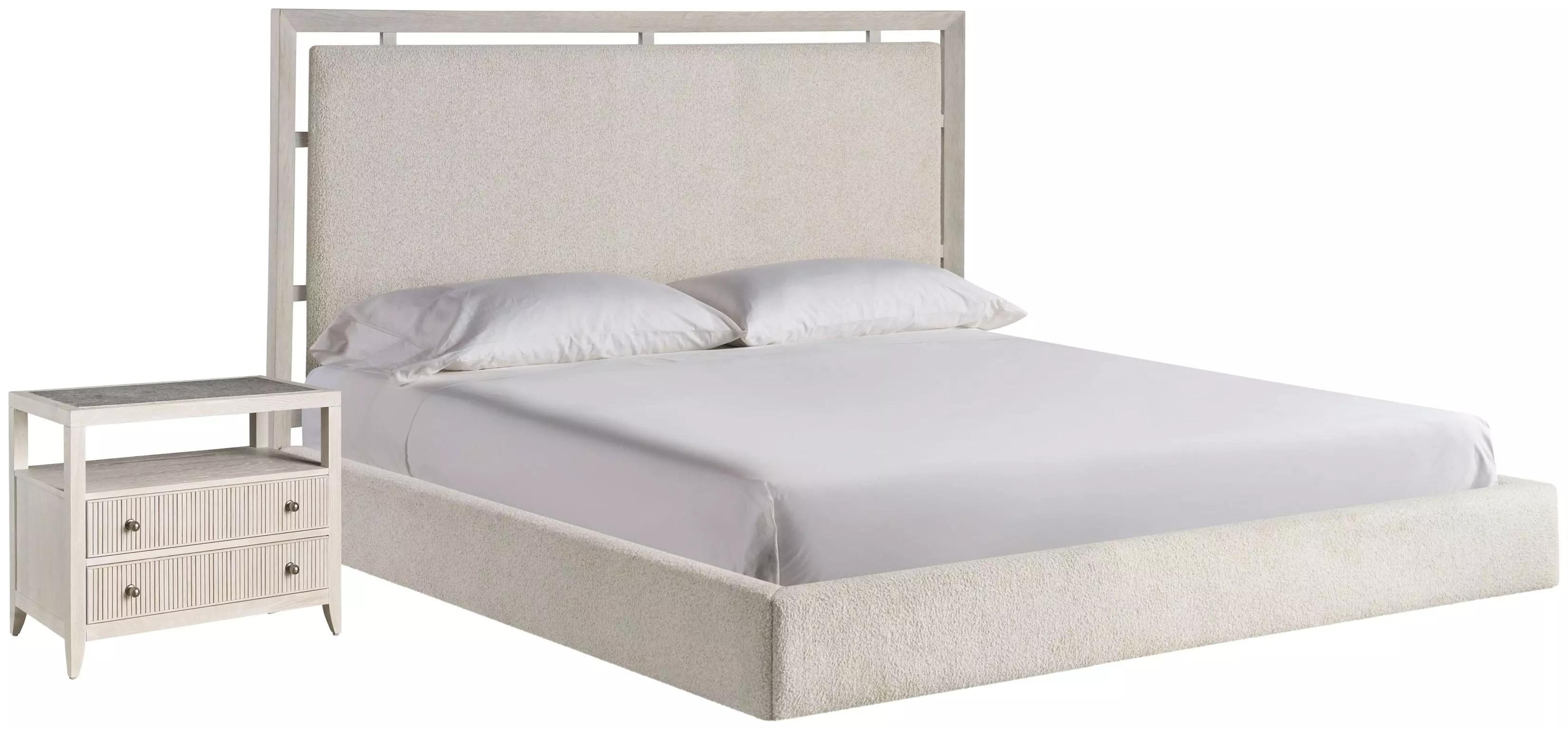 Avaline White Oak And Sheldon Ivory Upholstered Kendall Panel Bedroom Set
