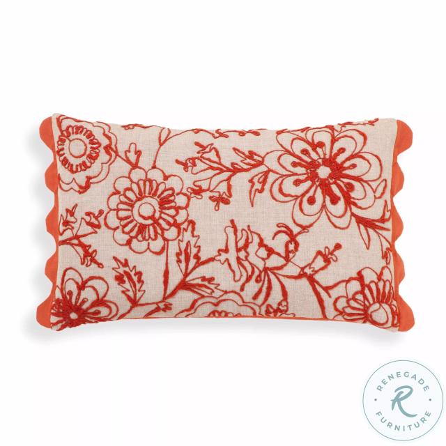 Portia Orange Embroidered Cotton Flex Accent Cushion