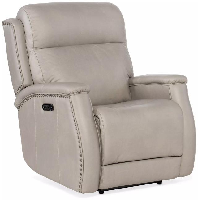 Rhea Sahara Ash Leather Zero Gravity Power Recliner With Power Headrest