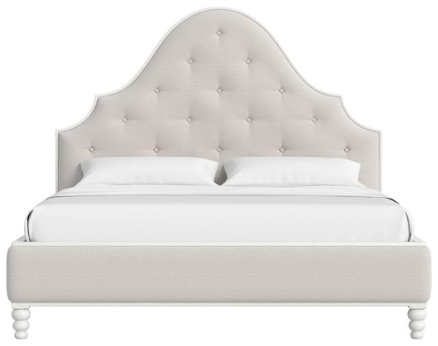 Haven Warm White and Ivory Queen Upholstered Panel Bed