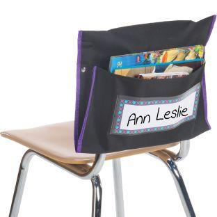 Classic Student Book Collection Chair Pockets 6 Pack Black Purple by Really Good Stuff LLC