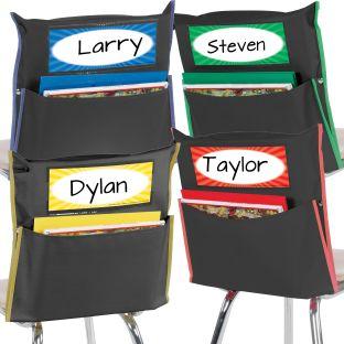 Store More Grouping Chair Pockets Black With Piping In 4 Colors Set Of 48 by Really Good Stuff LLC