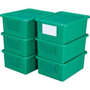 Large Easy Label Bins With Lids 6 Pack Color Green by Really Good Stuff LLC