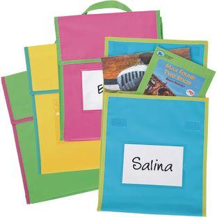 Store More Medium Book Pouches  Neon Colors  Set Of 4 by Really Good Stuff LLC