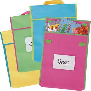 Store More Large Book Pouches  Neon Colors  Set Of 4 by Really Good Stuff LLC