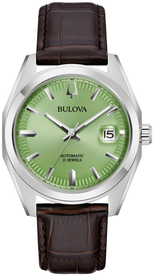 Bulova Surveyor Leather Strap Classic Dress Classic Men's Watch - 96B427 Gifts for Him