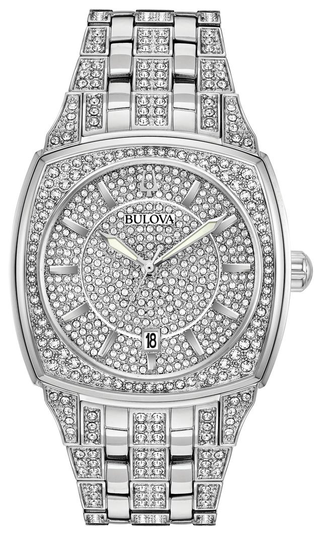 Bulova Phantom Stainless Steel Bracelet Crystal Dress Classic Men's Watch - 96B296 Gifts for Him
