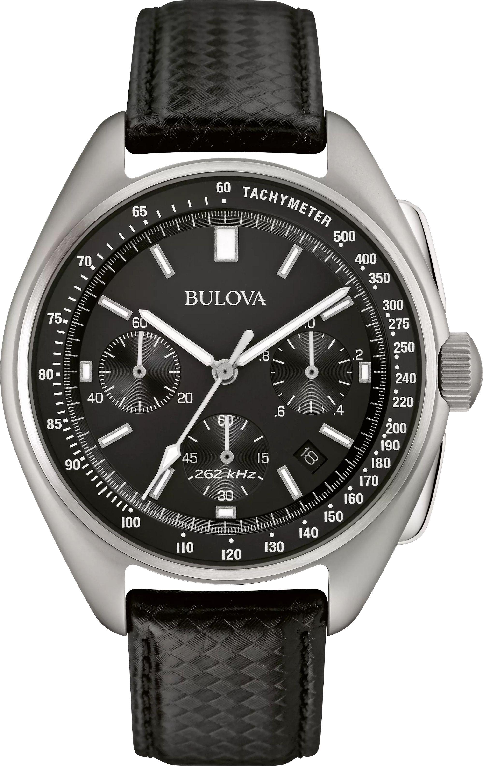 Bulova Lunar Pilot Leather Strap Archive Heritage Men's Watch - 96B251 Gifts for Him