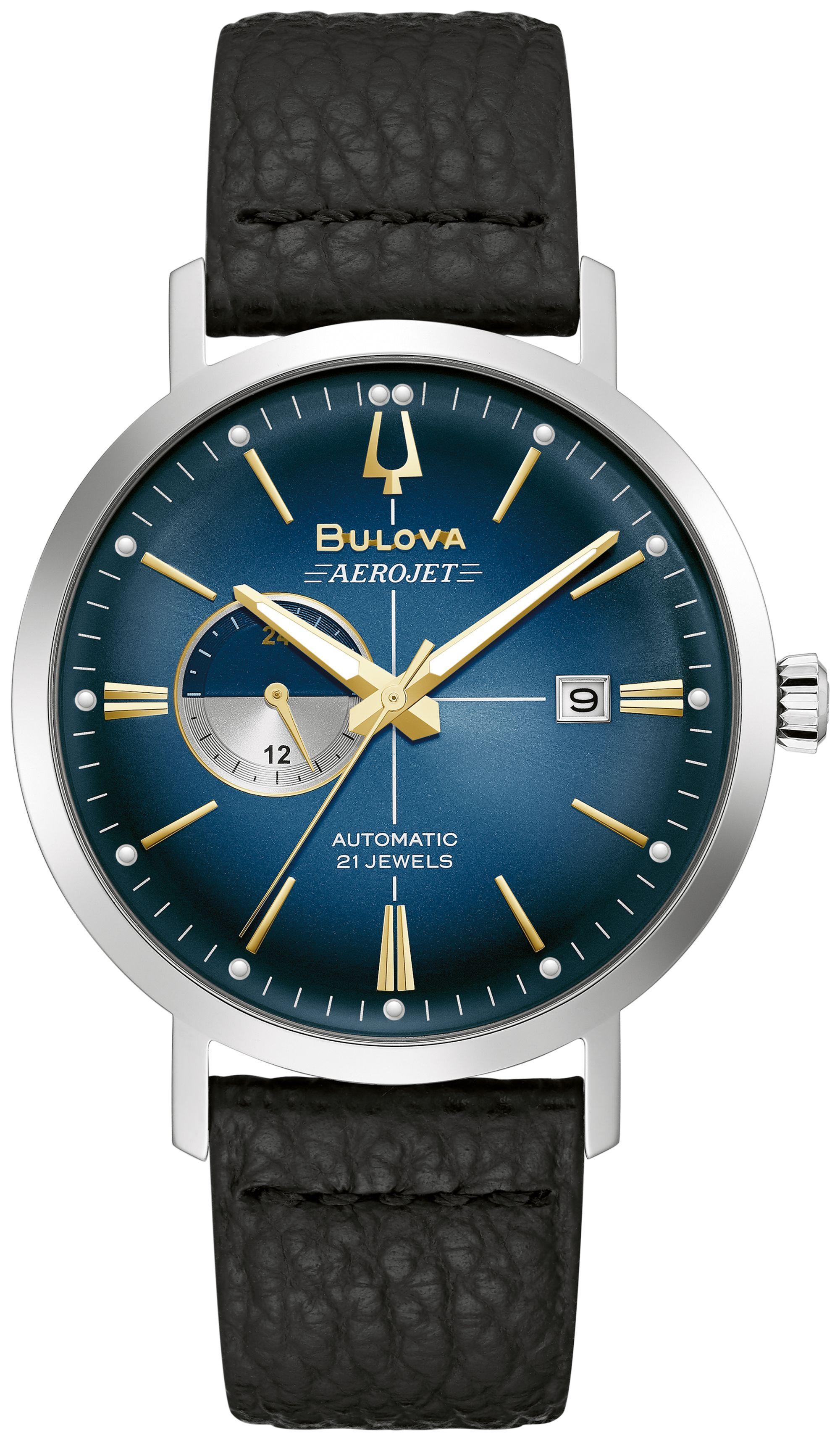 Bulova Aerojet Leather Strap Classic Dress Classic Men's Watch - 96B374 Gifts for Him