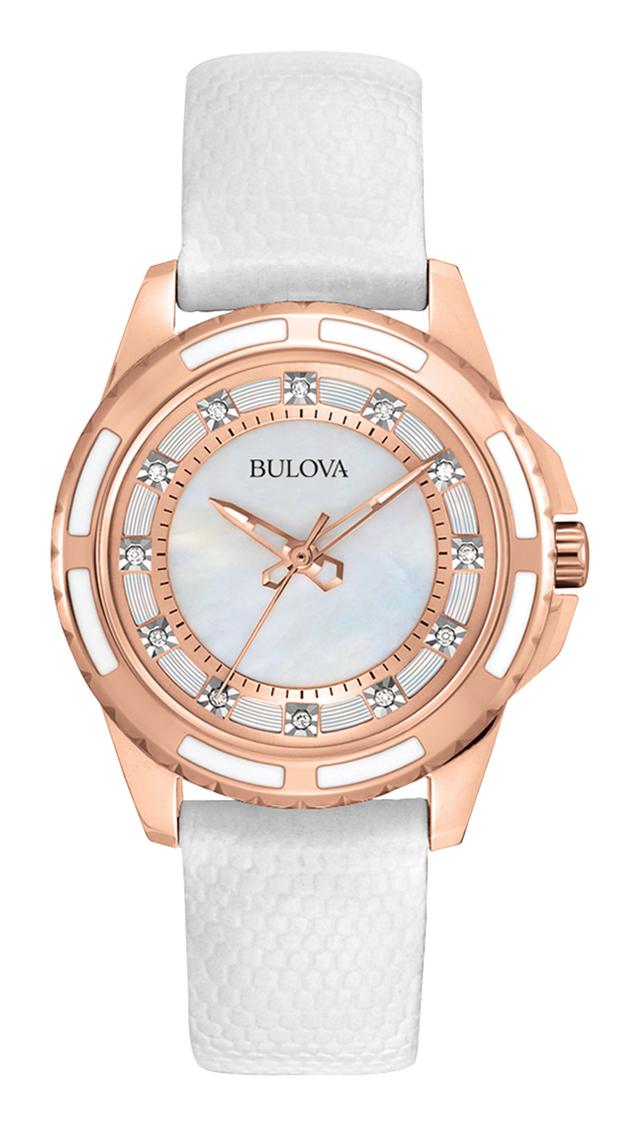 Bulova Classic Leather Strap Dress Classic Women's Watch - 98P119 Gifts for Her