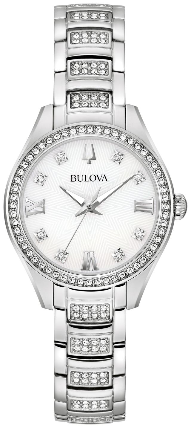 Bulova Crystal Stainless Steel Bracelet Dress Classic Women's Watch - 96L311 Gifts for Her