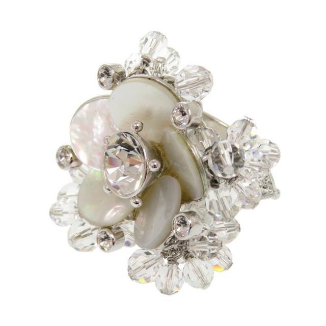 Christian Dior Silver White Metal Band Ring (Pre-Owned)