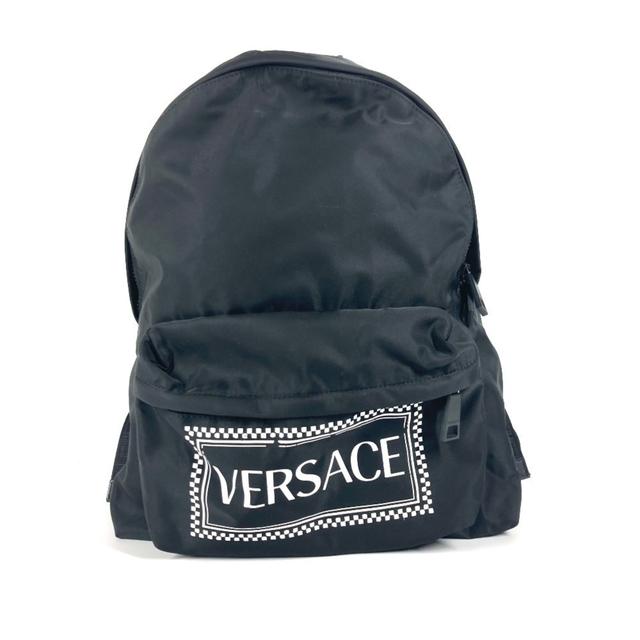 Versace Black White Nylon Backpack (Pre-Owned)