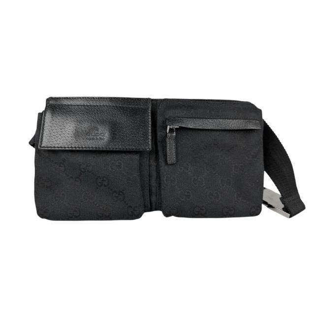 Gucci Black Gg Canvas Leather Fanny Pack (Pre-Owned)