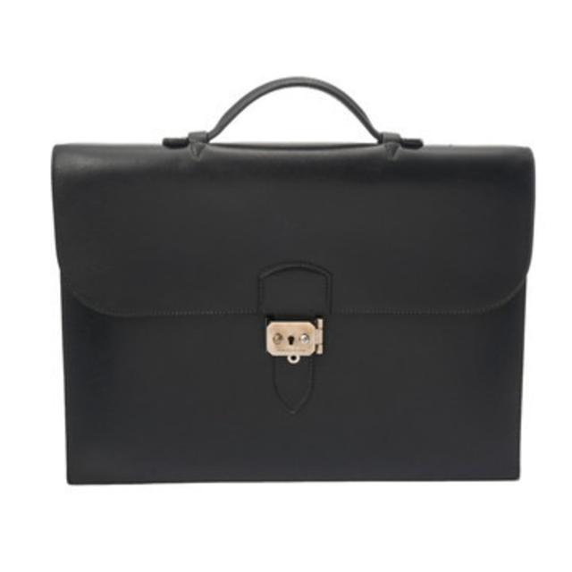 Hermes Blue Indigo Box Calf Leather Briefcase (Pre-Owned)
