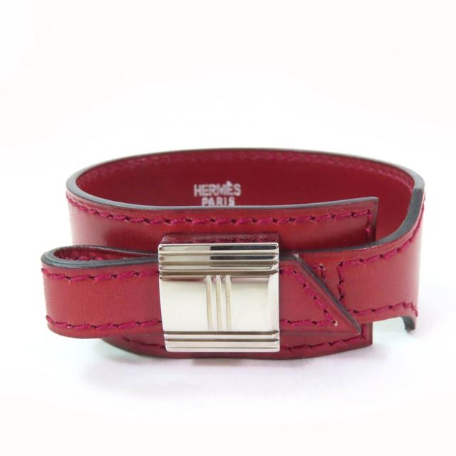 Hermes Bordeaux Leather Charm Bracelet (Pre-Owned)