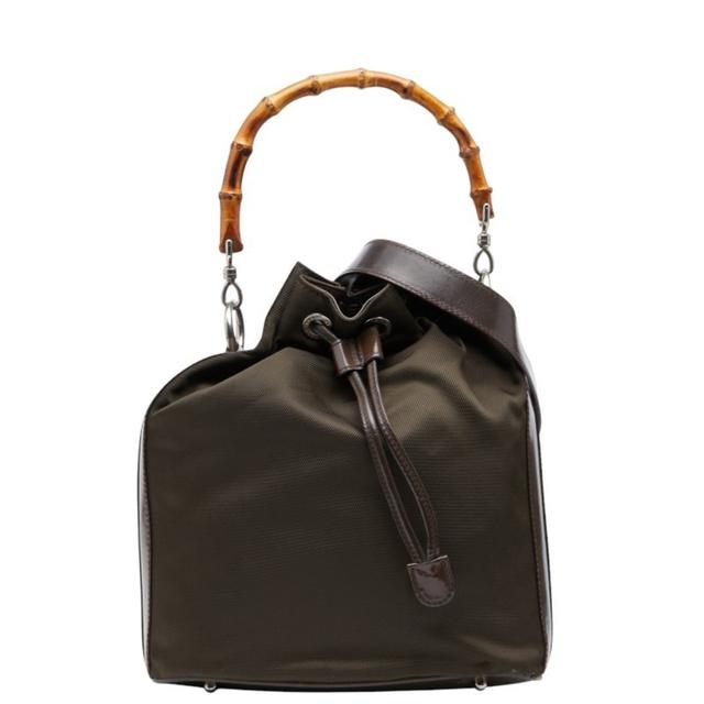 Gucci Brown Nylon Patent Leather Handbag Shoulder Bag (Pre-Owned)