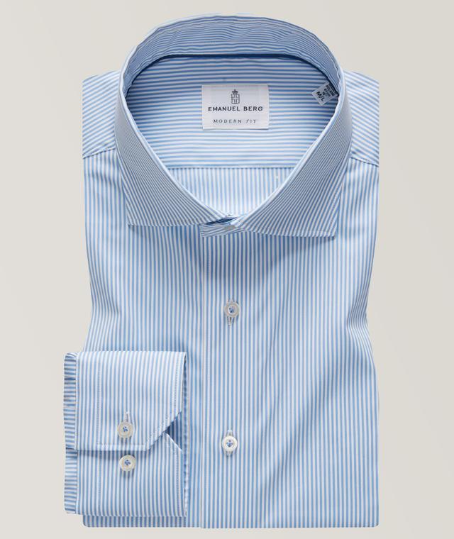 Emanuel Berg Chemise Décontractée À Rayures En Bleu | Taille Homme 16