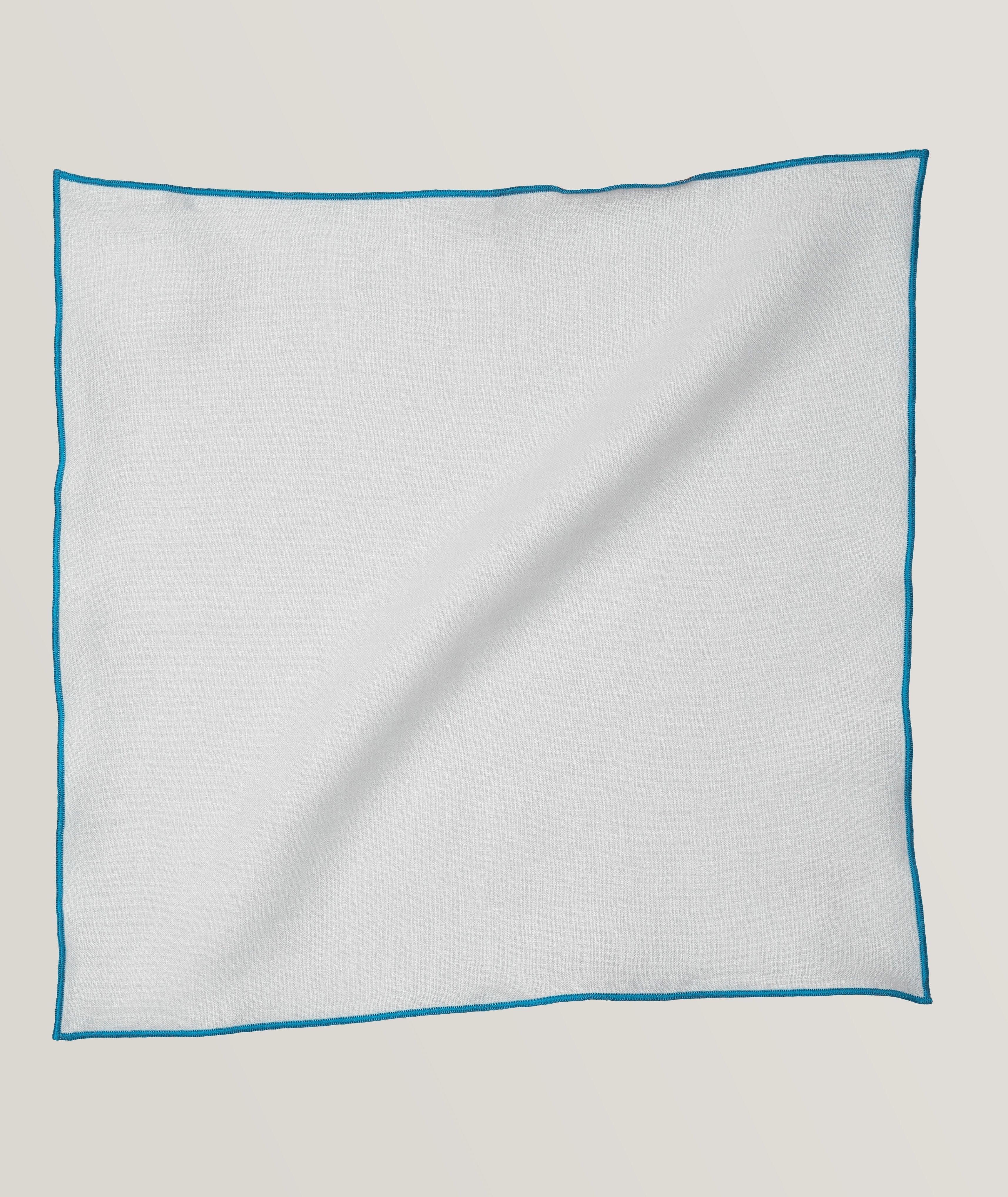 Contrast Trim Linen Pocket Square