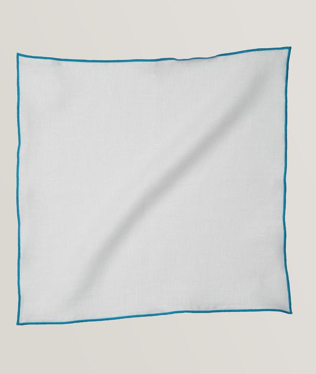 Contrast Trim Linen Pocket Square