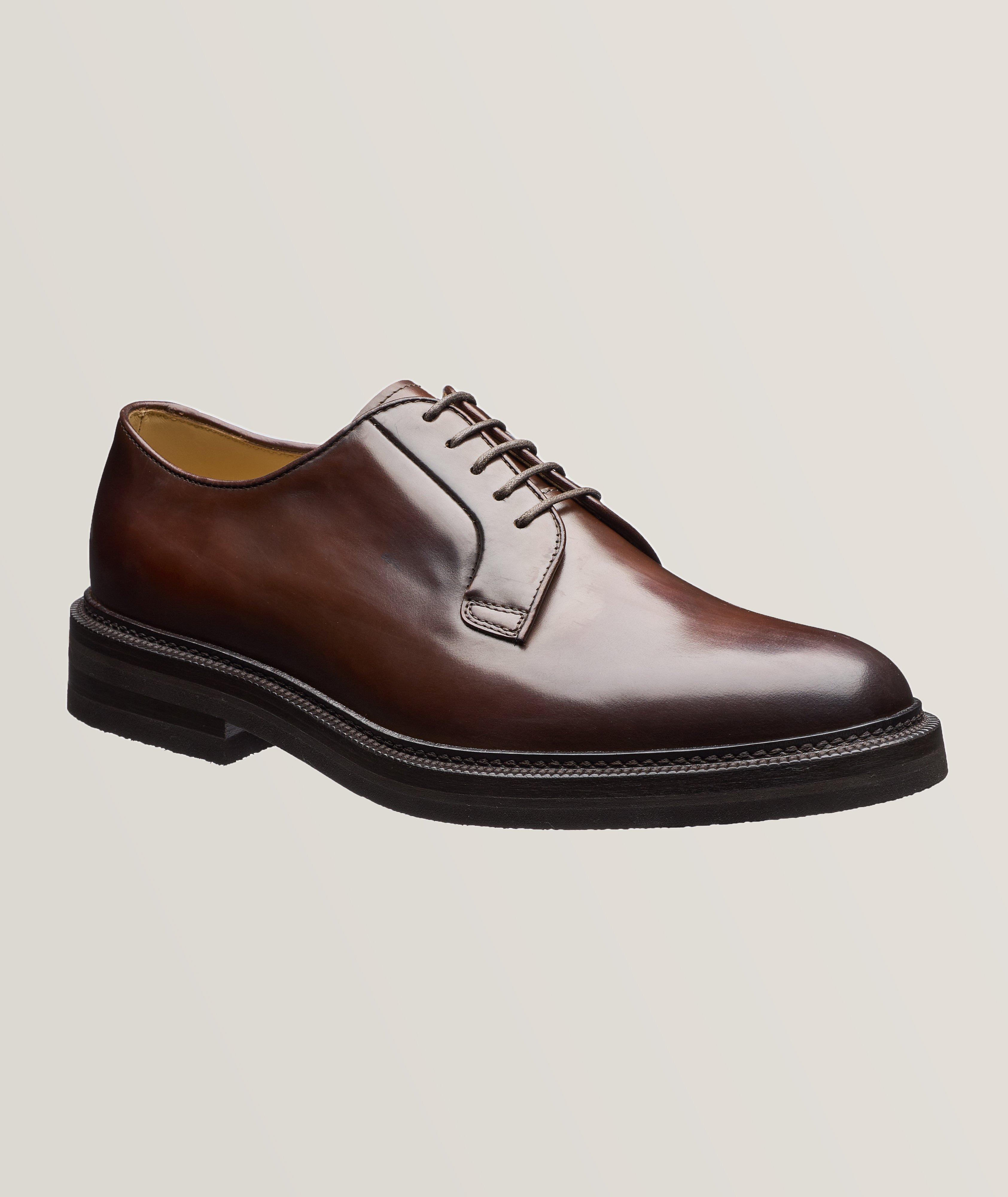 Brunello Cucinelli Chaussure Lacée En Cuir Poli En Rouge | Taille Homme 42