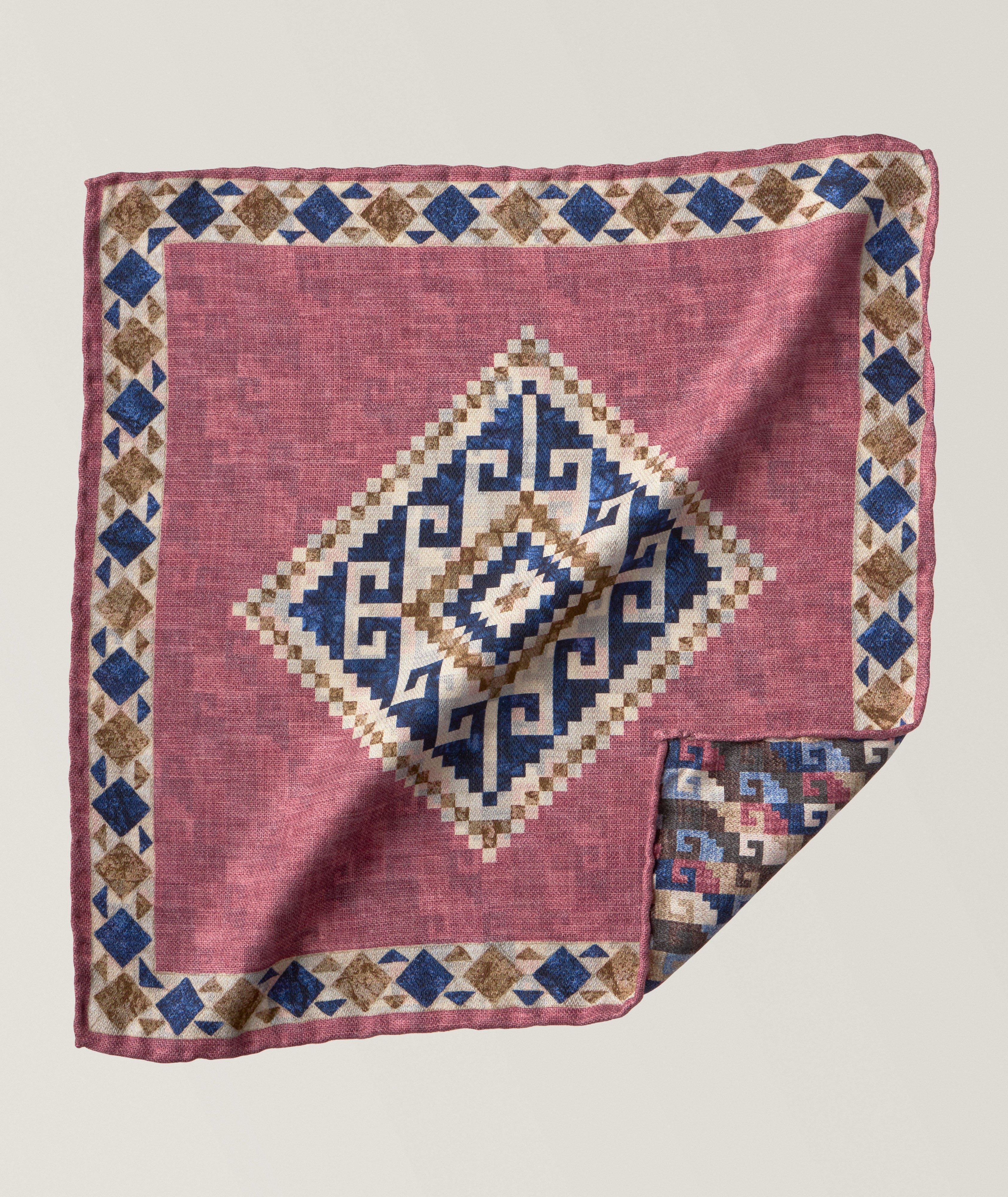 Reversible Birdseye Print Pocket Square
