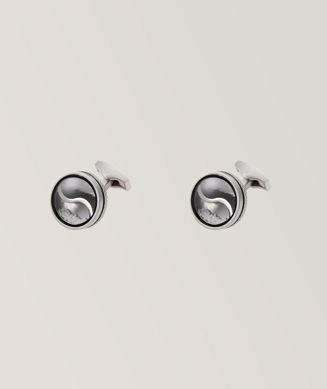 Yin Yang Cufflinks With Glass Caviar Beaded Fill