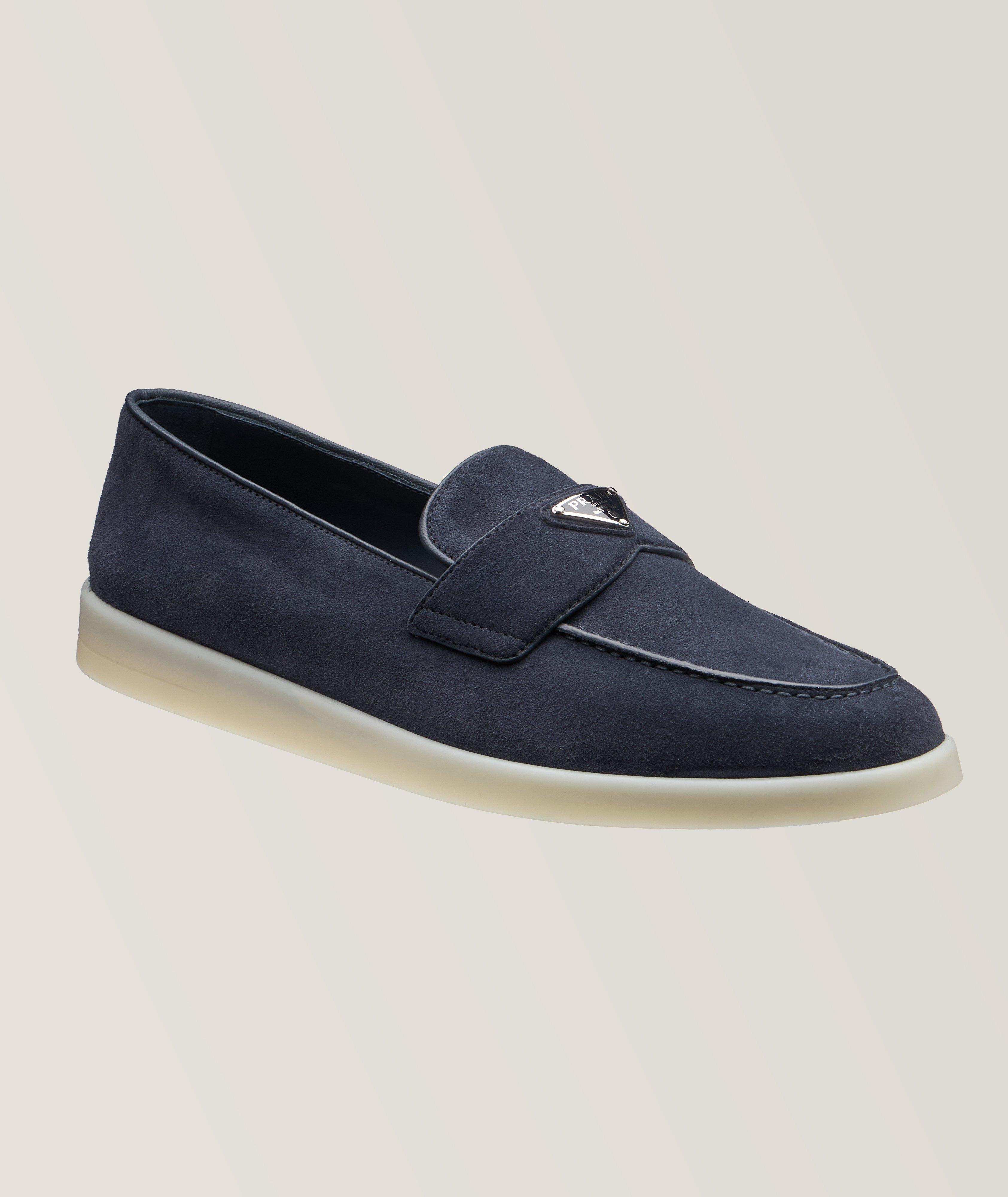 Prada Mocassin Saint-Tropez En Suède En Bleu | Taille Homme 7
