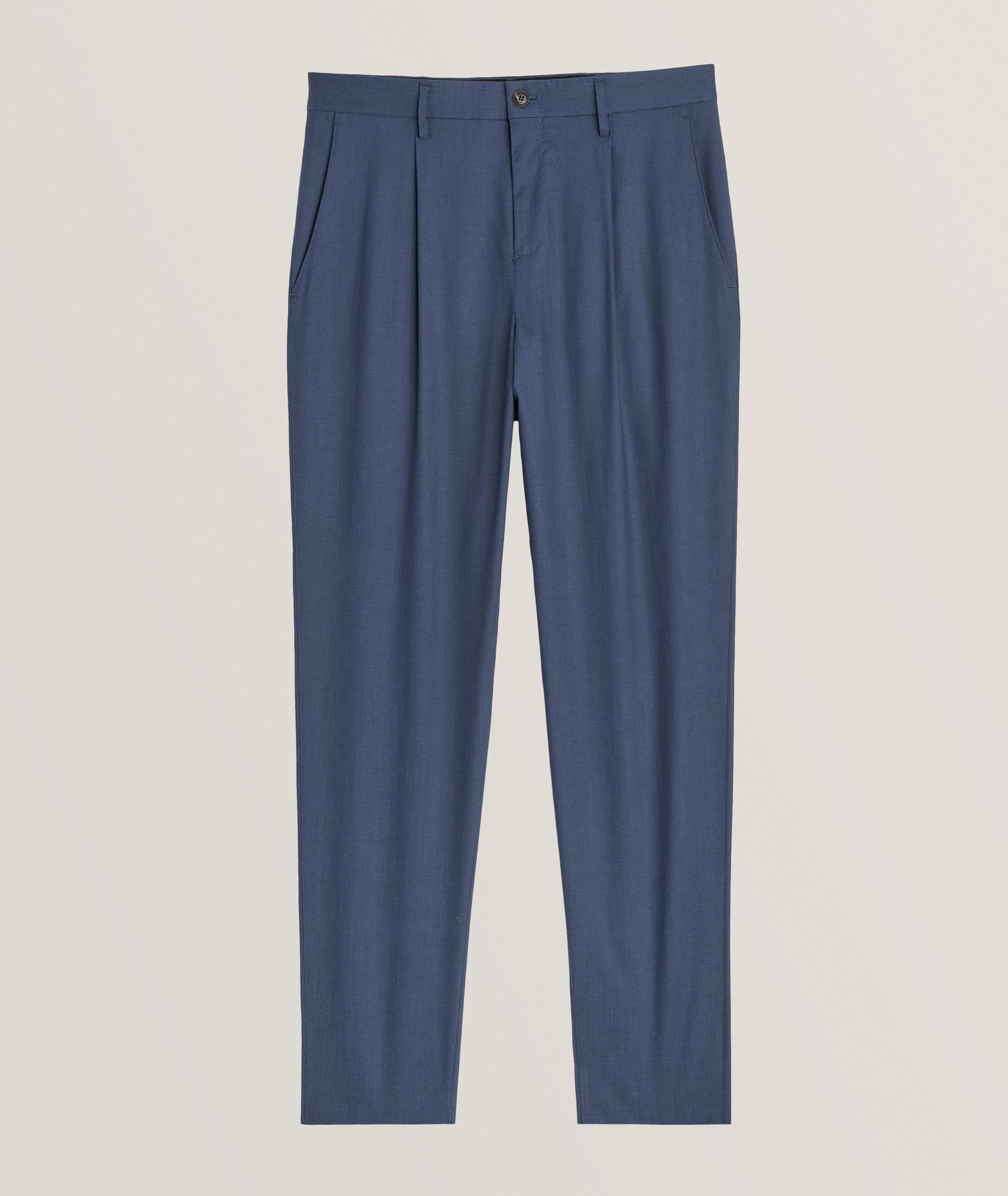 Solid Lyocell-Stretch Dress Pants