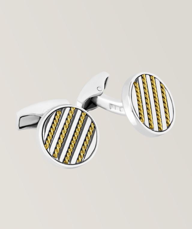 Tateossian Royal Cable Sterling Silver & 18K Yellow Gold Cufflinks