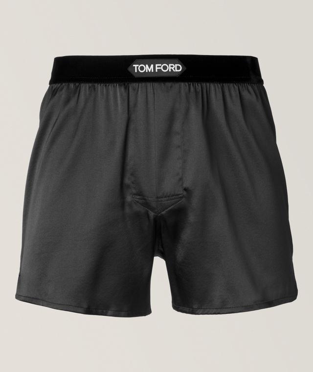 Tom Ford Stretch-Silk Short Boxer In Black | Men's Size Large