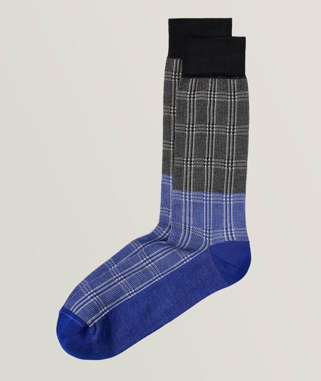 Bi-Colour Plaid Stretch-Cotton Socks