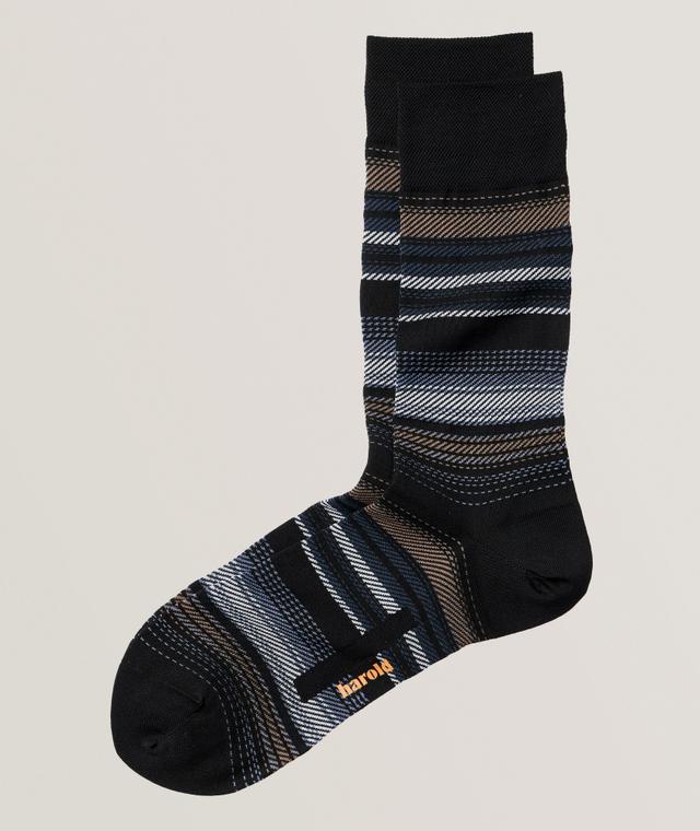Harold De Harry Rosen Chaussettes En Coton Extensible À Rayures En Noir
