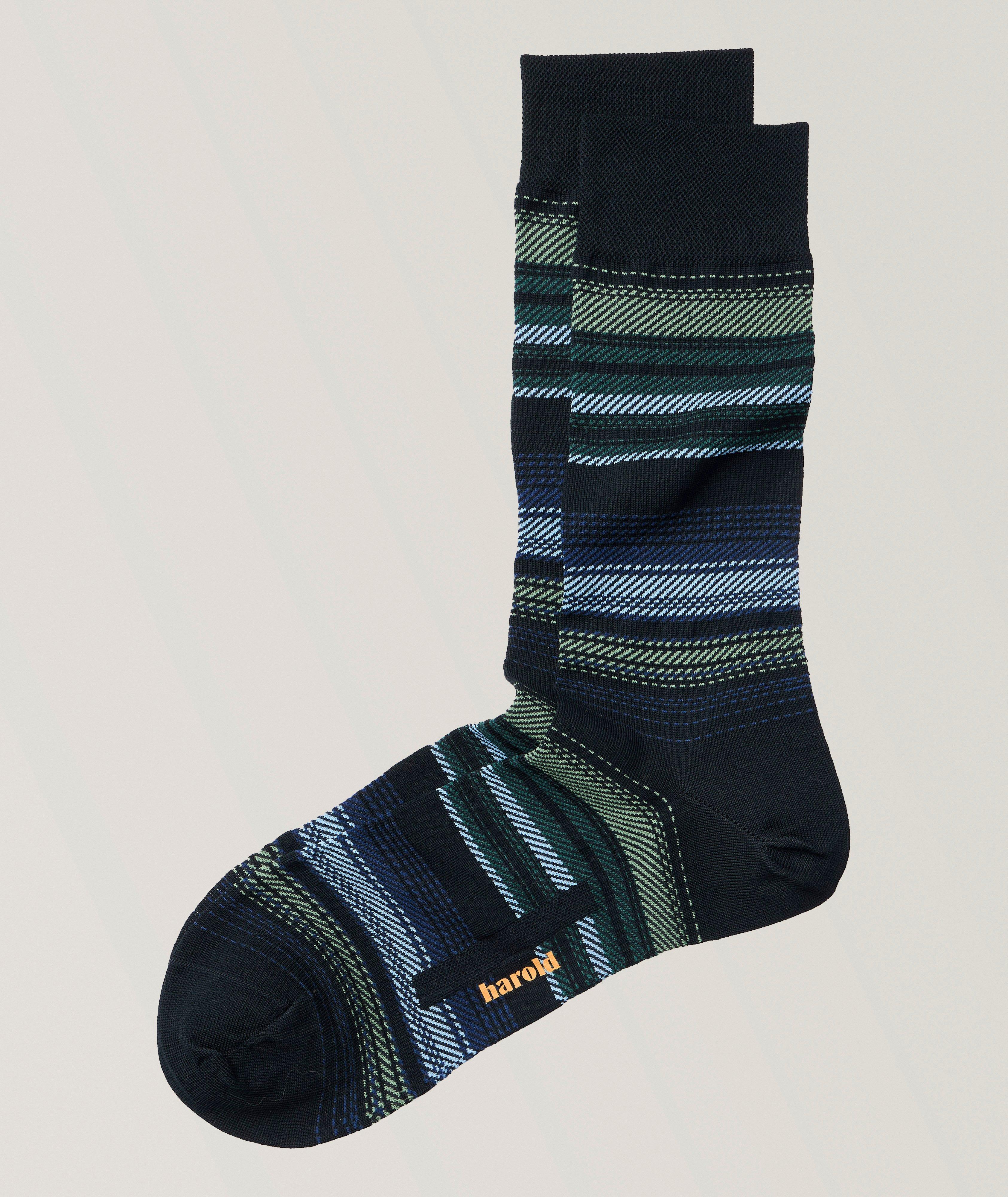Dotted Stripes Stretch-Cotton Socks
