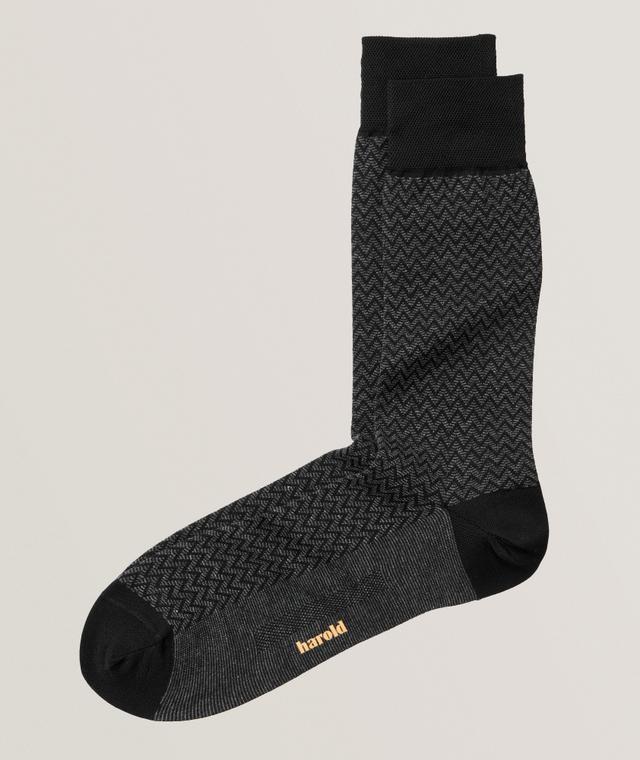 Herringbone Stretch-Cotton Socks