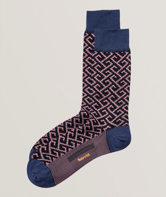 Harold De Harry Rosen Chaussettes En Coton Extensible À Motif Géométrique En Rose