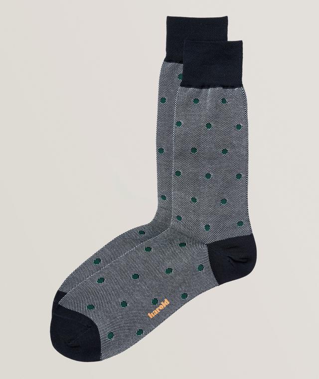 Harold De Harry Rosen Chaussettes En Coton Extensible À Pois En Bleu