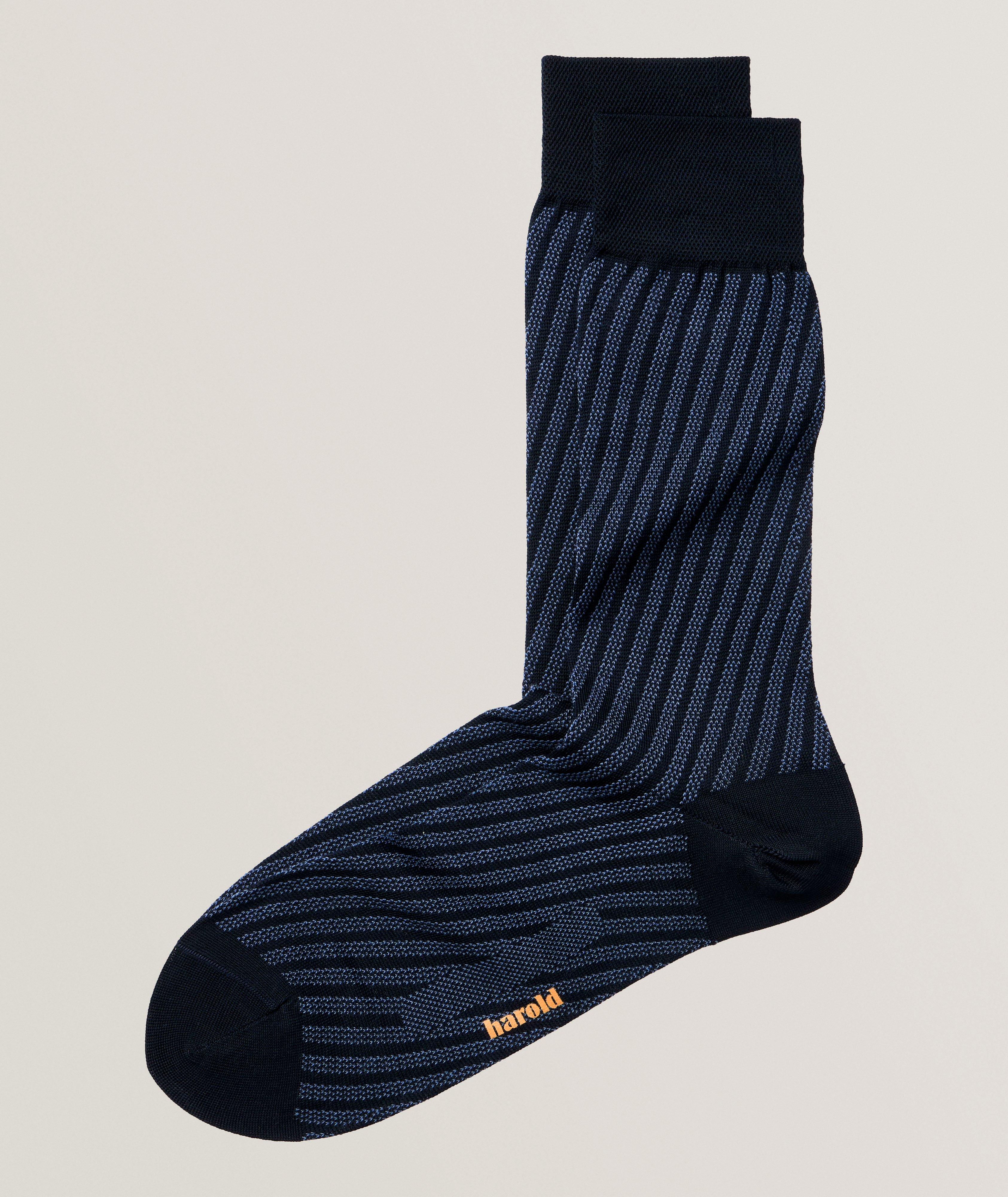 Diagonal Stripe Stretch-Cotton Socks