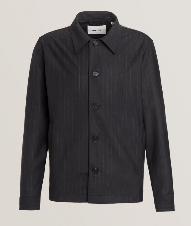 Nn07 Zander Hybrid Striped Overshirt In Blue | Men's Size 2XL