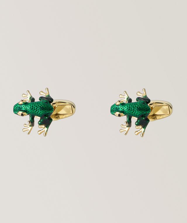 Paul Smith Enamel Frog Cufflinks In Green
