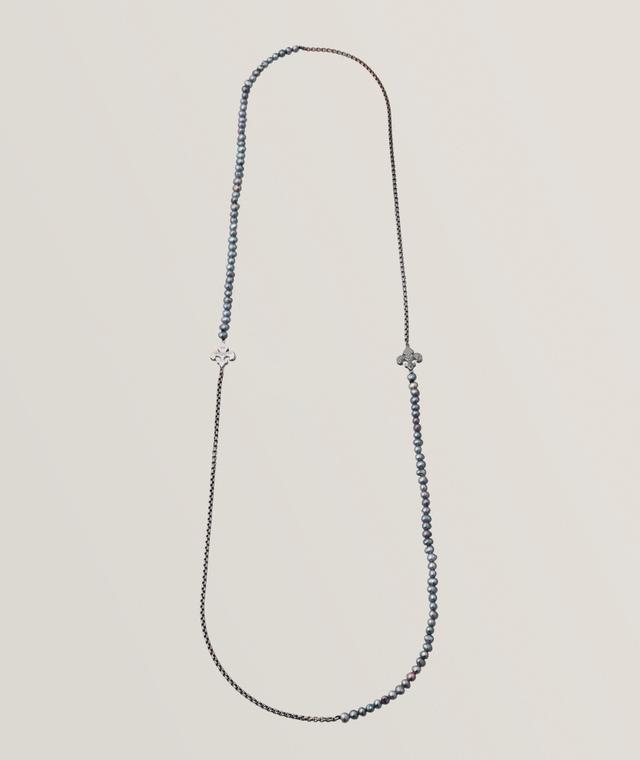 Tateossian Ipanema Scapular Fleur De Lis Necklace In Black