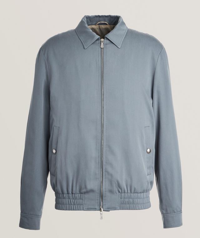 Eleventy Blouson Harrington En Soie En Bleu | Taille Homme 54