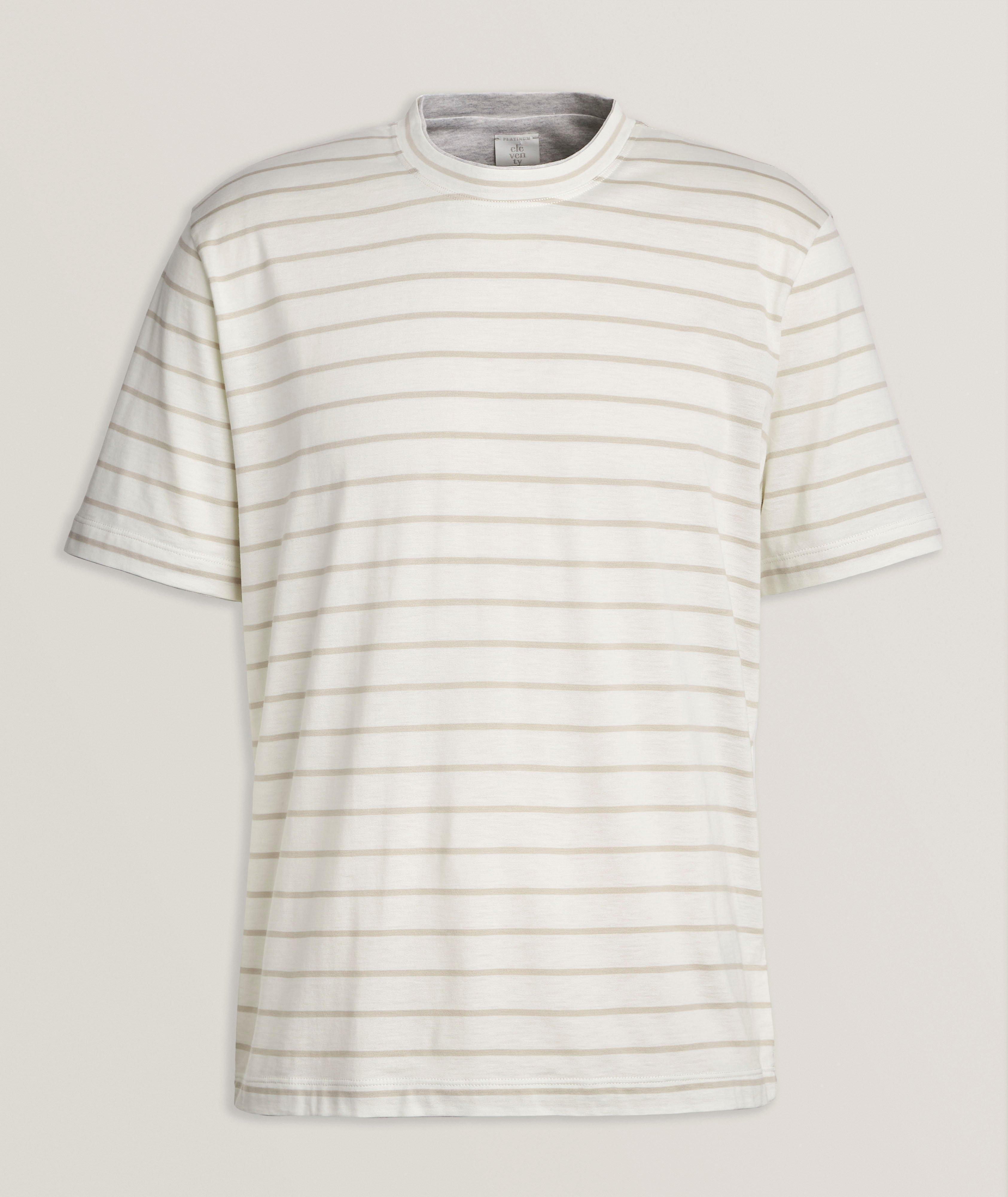 Striped Tipped Cotton-Silk T-Shirt