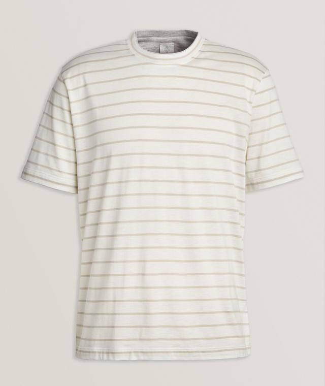 Striped Tipped Cotton-Silk T-Shirt
