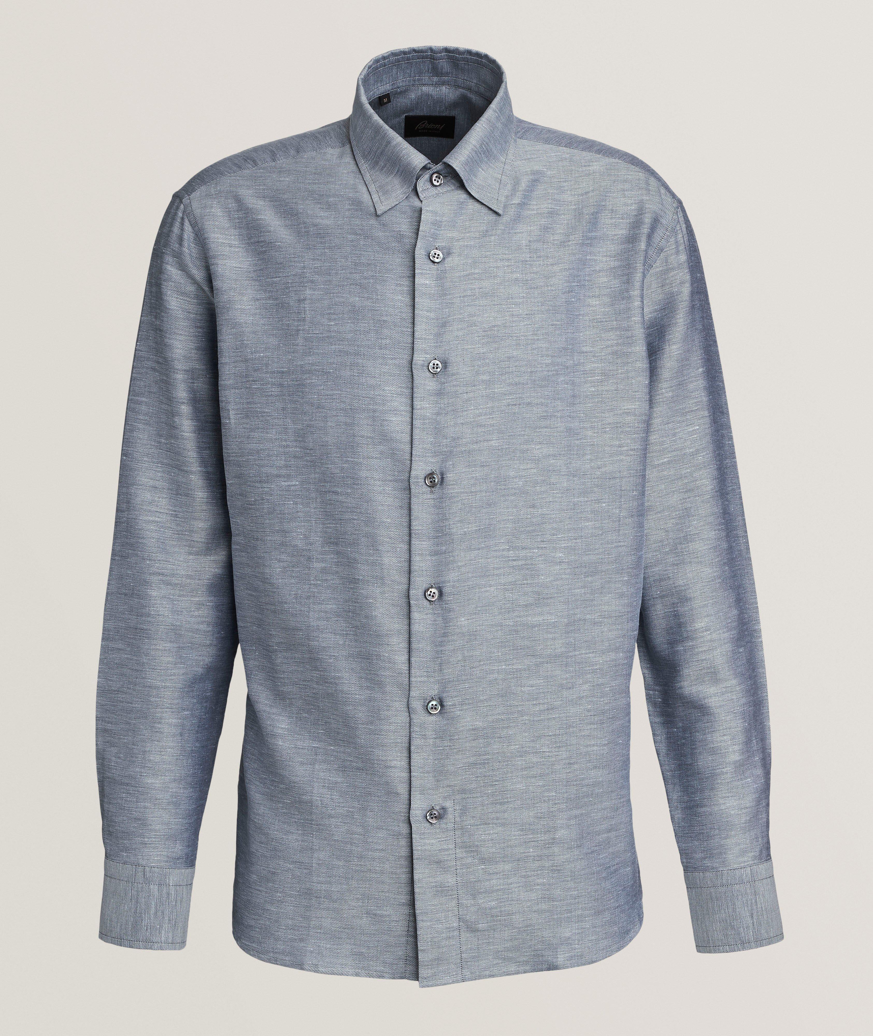 Brioni Chemise En Coton Et En Lin En Gris | Taille Homme TG