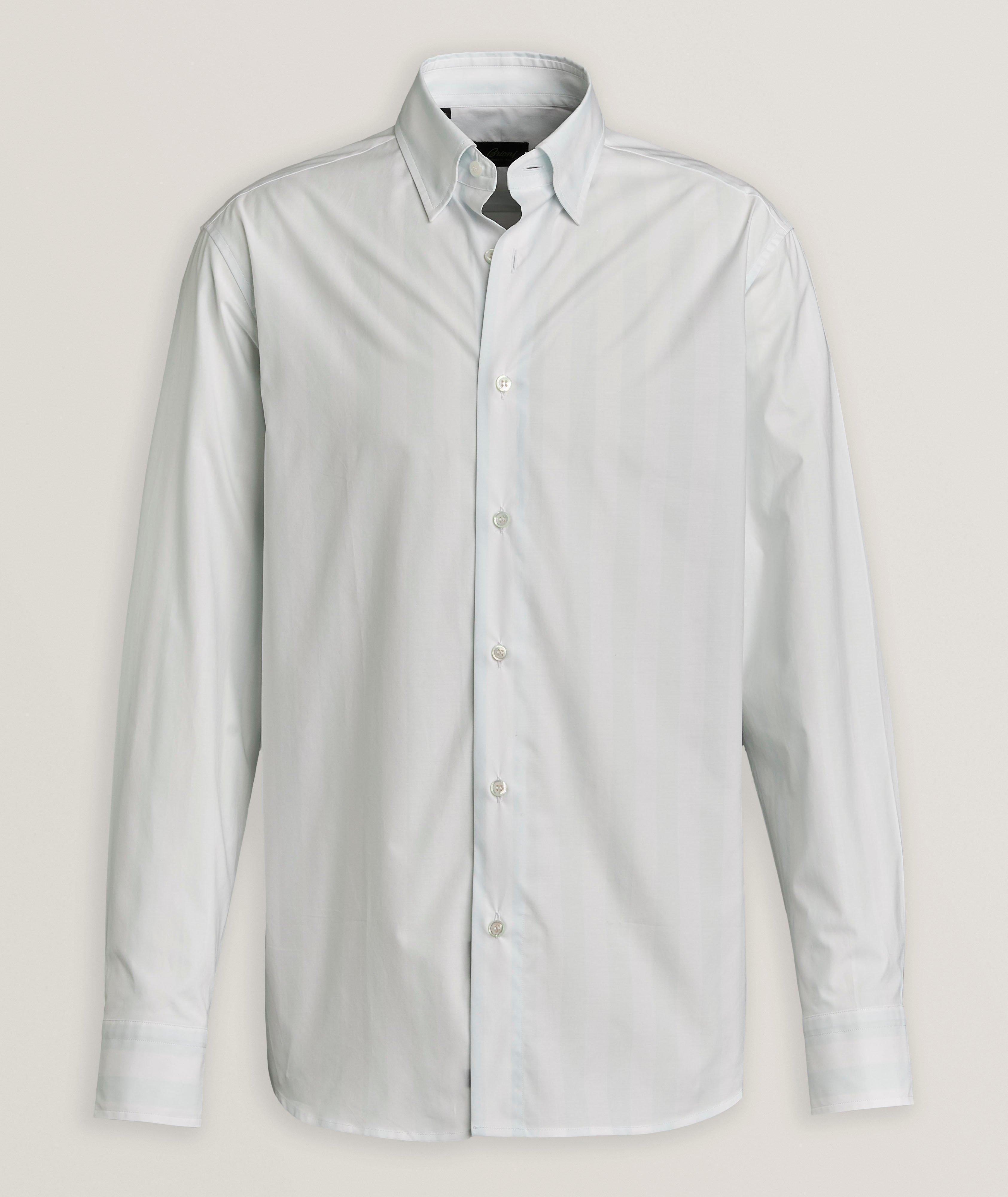 Brioni Chemise En Coton À Rayures En Blanc | Taille Homme TG